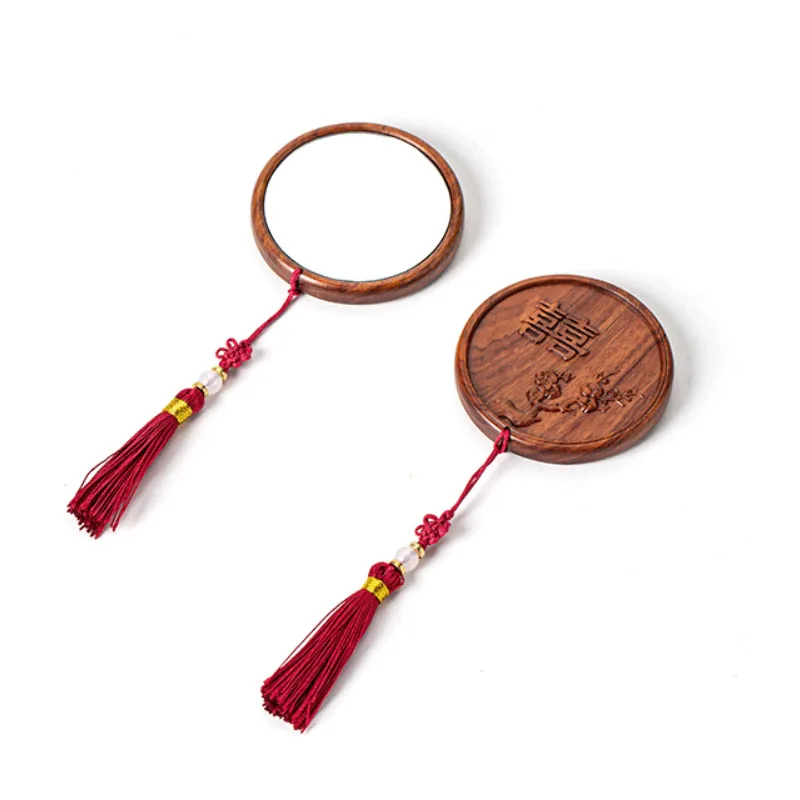 Portable Wooden Makeup Pocket Mirror, Travel Mirror, Decoration Comb Set for Festive Parties, Birthday Gift, Creative Wedding