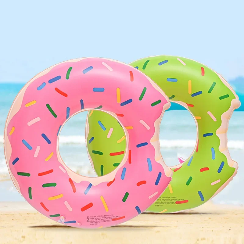 Children's Inflatable Double Layer Swimming Ring Thickened Printed Donut Shape Baby Swimming Ring