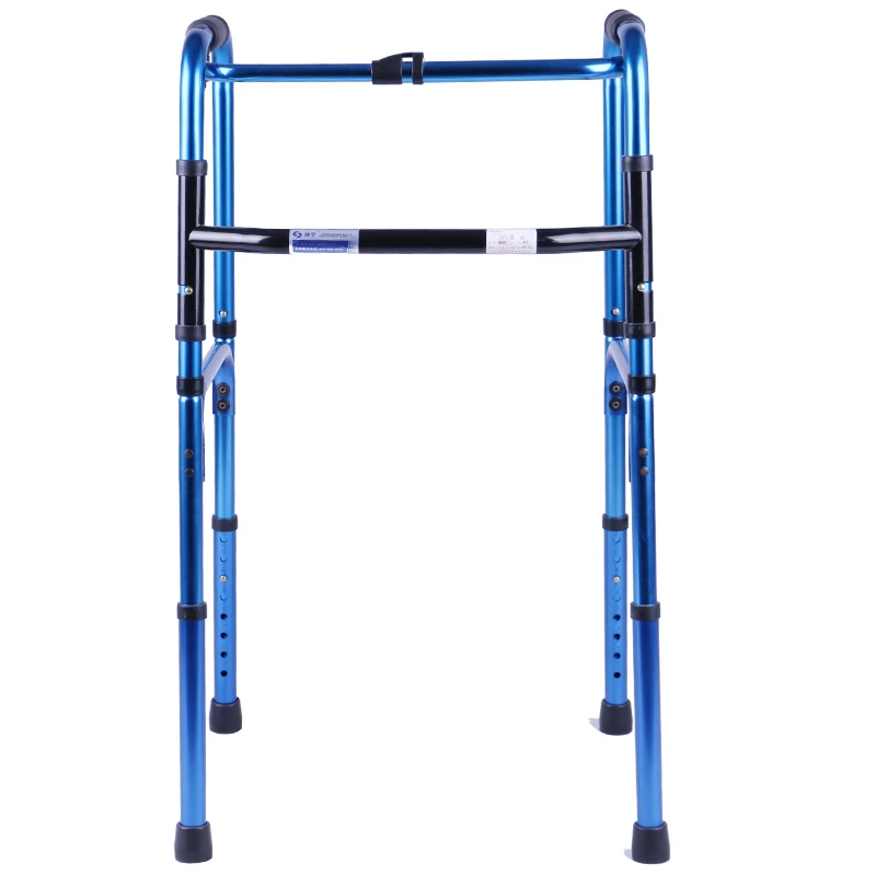 Foldable Mobility Aid Walker Wear Resistance Lightweight Aluminium Alloy Height Adjustable Walker for Seniors Four-legged Crutch