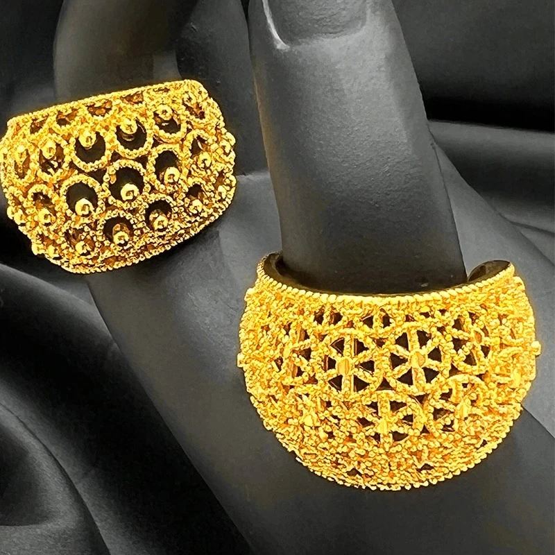 Aniid Dubai 24 Karat Gold Farbe großen Ring für Frauen veränderbare brasilia nische Hochzeit Braut arabische äthiopische Finger Manschette Ring Schmuck