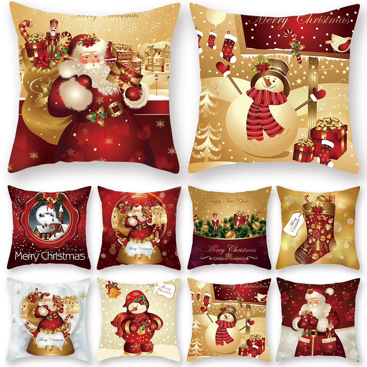 Christmas Cushion Cover Pillowcase Christmas Decorations For Home 2023 Navidad Xmas Noel Gifts Christmas Ornament New Year 2024