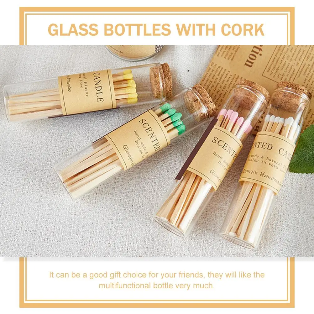 20 Pcs Wishing Bottles Glass Storage 25x100mm Clear DIY Craft Matches Specimen Display Vials Cork Sealed Home Decor 5