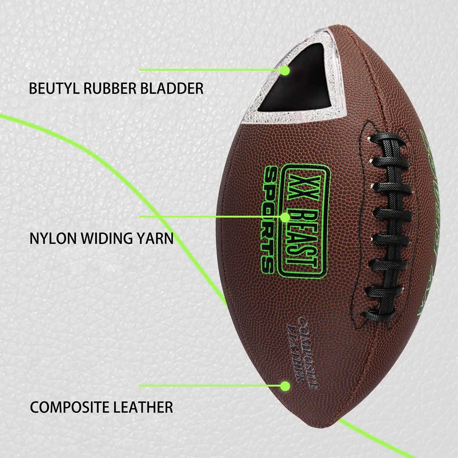 Ballon de Rugby Antidérapant Jeu Récréatif Équipement de Cadeau Entraînement Intérieur Extérieur Résistant à l'Usure pour Match Équipe Fête Gym Noël