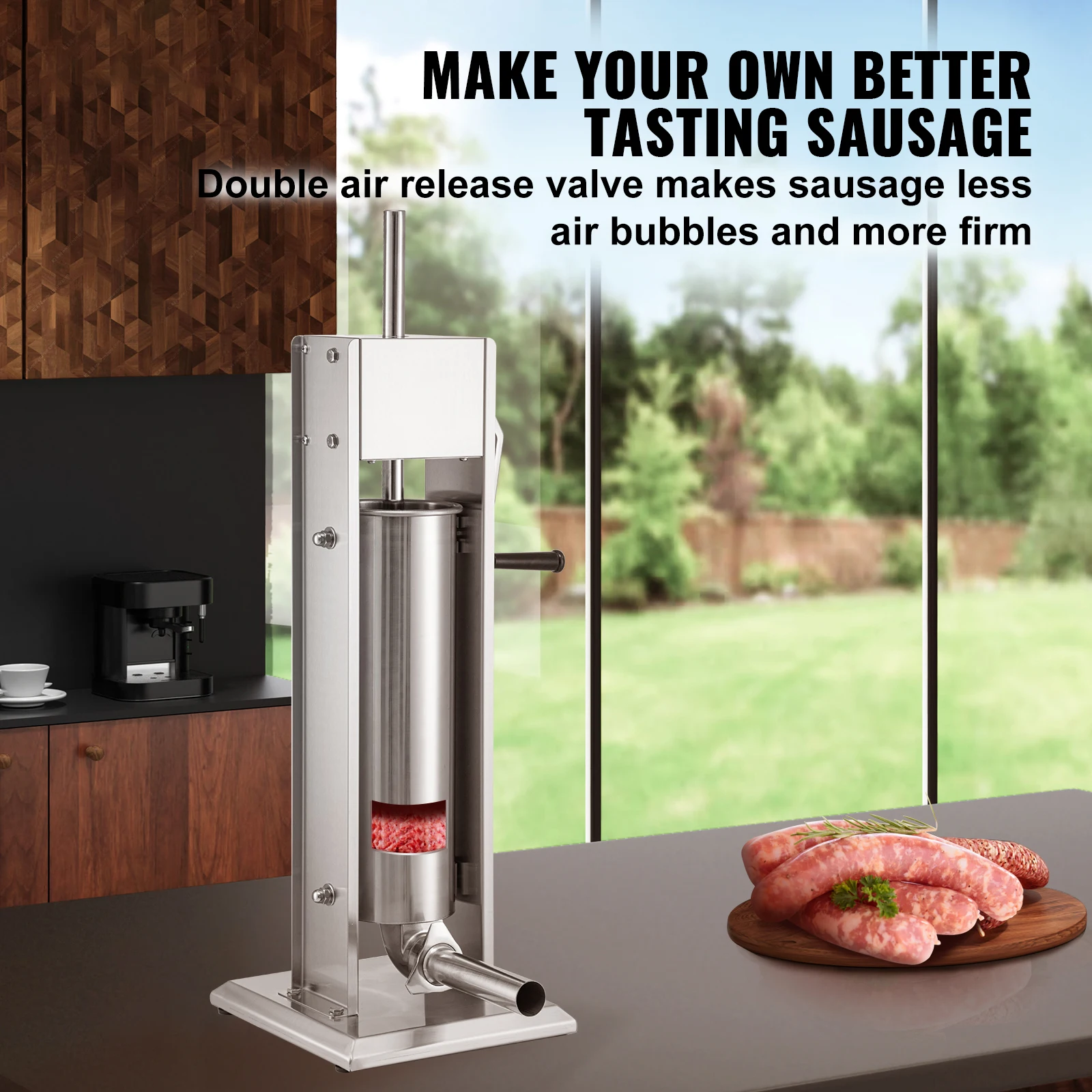 Manual Sausage Stuffer 3 5 7 L Stainless Steel Making Sausage Vertical Maker with 5 Filling Funnels for Home Commercia sausage stuffer