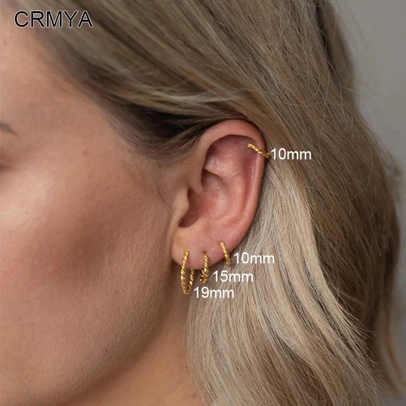 JINFU Copper Gold color Hoop Earrings for Women Piercing 10 15 19