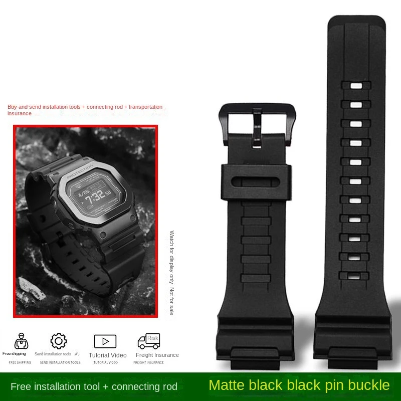 Bracelet De Rechange Casio G-Squad DW-H5600 - En Résine Noire Biosourcée, Neuf Avec étiquettes