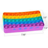 Rainbow Push Bubble Pencil Case Silicone Stationery Storage Bag ADHD Sensory Fidget Toys For Kids Boys Girls Decompression Gifts 5