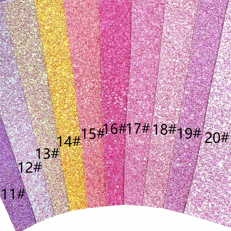 Mixed Colors Chunky Glitter Leather Faux leather Sheets DIY Handcraft Synthetic Leather Glitter Vinyl Fabric For Bows 6S249