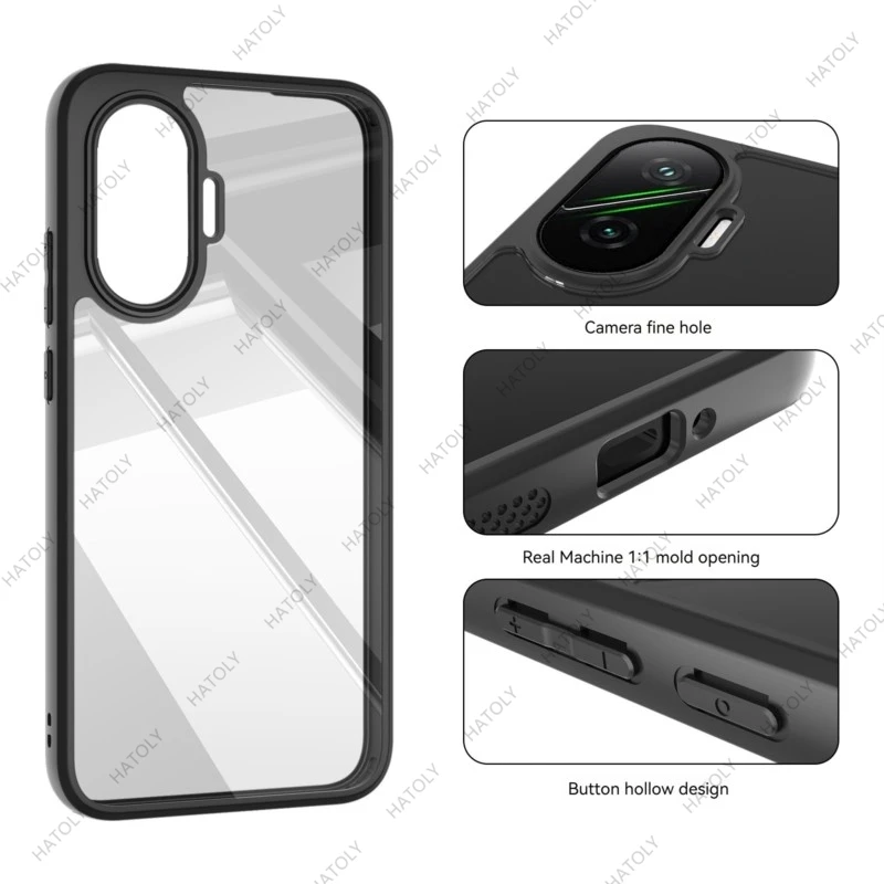 Transparent Black Frame Anti-Shockproof TPU Case for Xiaomi Poco F7 Series