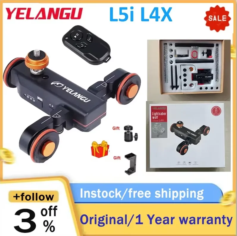 YELANGU L5i/L4X Mini Electric Motorized Car Dolly Rail Slider with Time-lapse Shooting APP Operation for Cameras Smartphone