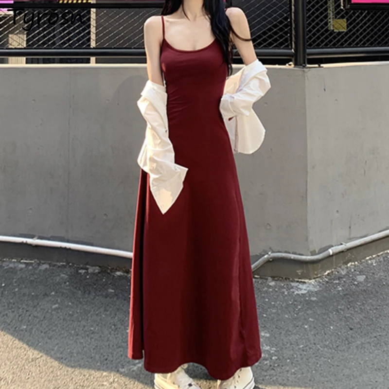 

Sleeveless Dresses for Women Sundress Backless A-line Large Swing Slim Spicy Girls Streetwear All-match Spring Summer Vacation