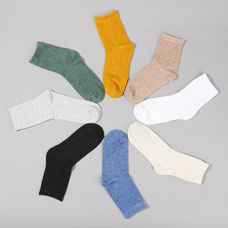

3 Pairs/Lot Men's Cotton Socks Casual Harajuku Male Solid Solor Comfortable Fun Soft Simple Fashions Middle Tube Short Sock
