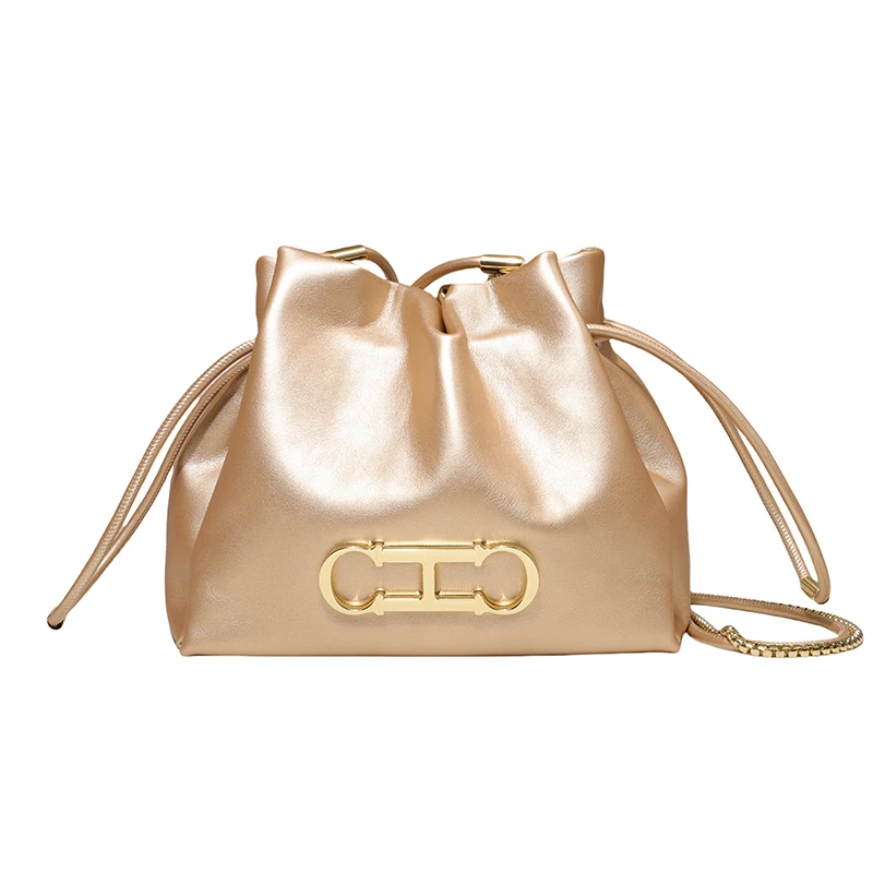 حقيبة كتف أحادية اللون مصممة للسيدات، تتميز بنمط ك...