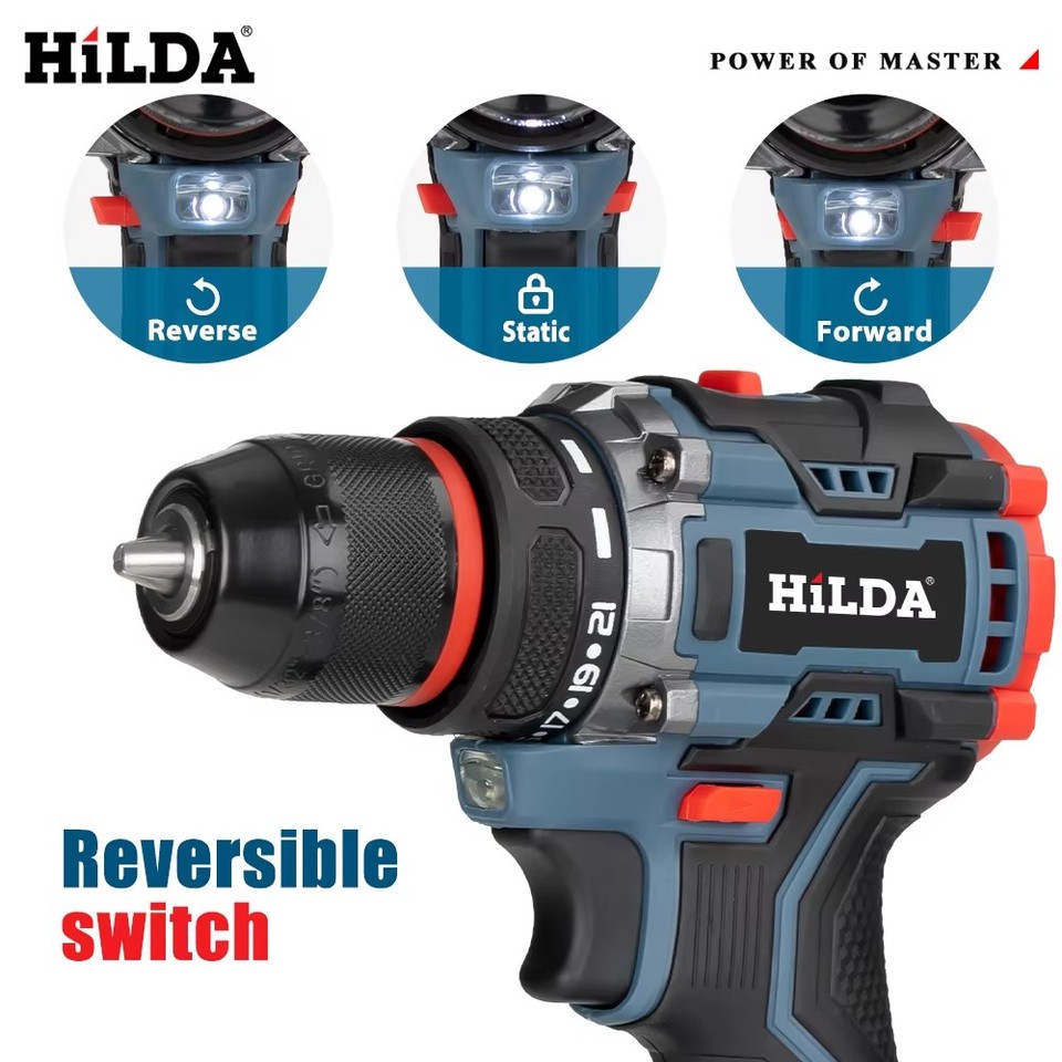 HILDA Ultra-Portable  Brushless Drill Bare Machine Bundle with Premium Bag & Multi-Functional Accessories