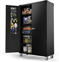 Upgraded Wide & Deep Garage Storage Cabinet, Metal Storage Cabinet w/Pegboards, Wheels, Locking Doors and Adjustable Shelves 1