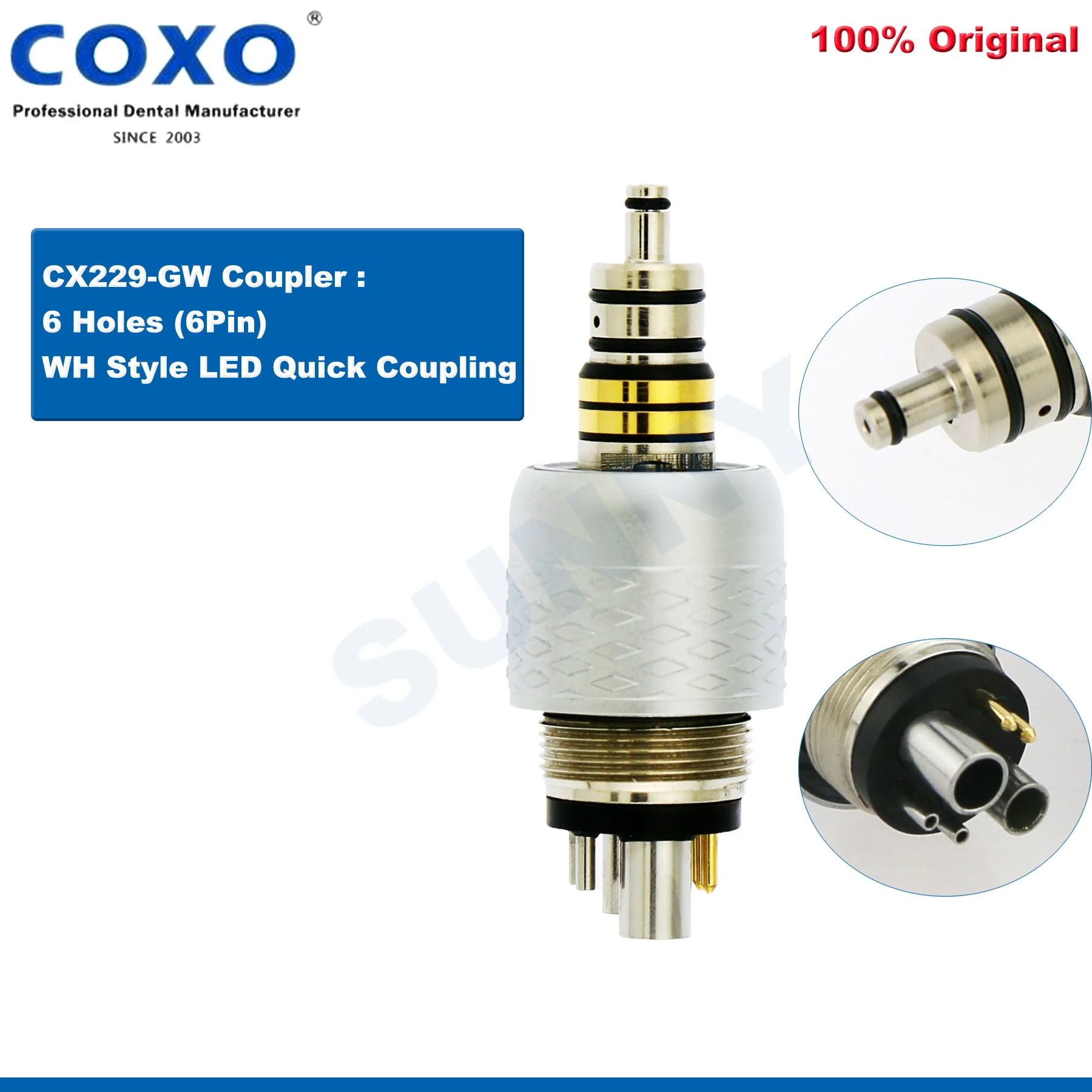 COXO Dental 6 Pin LED Coupling Coupler For Fiber Optic High Speed