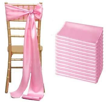 12 pièces ceintures de chaise en Satin nœuds chaise universelle ruban ceinture fête de mariage réception événements Banquets hôtel événement chaise couverture décor 1
