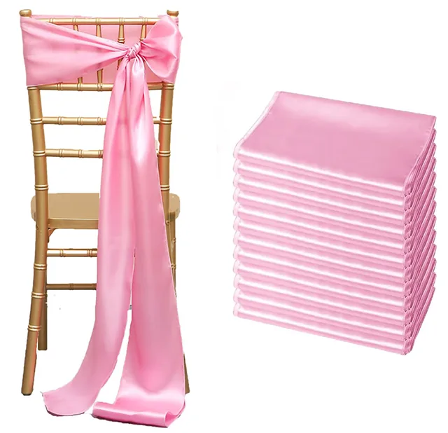 12 pièces ceintures de chaise en Satin nœuds chaise universelle ruban ceinture fête de mariage réception événements Banquets hôtel événement chaise couverture décor 1