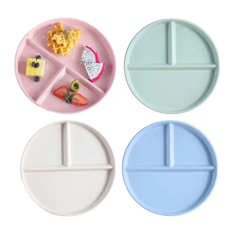 

Adults Sectioned Food Divider Plates Unbreakable Reusable With Three Compartment Lightweight Control Eating For Weight Loss