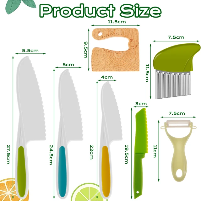 Kids Cooking Cutter Set Safe Reusable Plastic Toddler Knife Potato Crinkle Cutter Peeler Children DIY Kitchen Accessories 2023 2