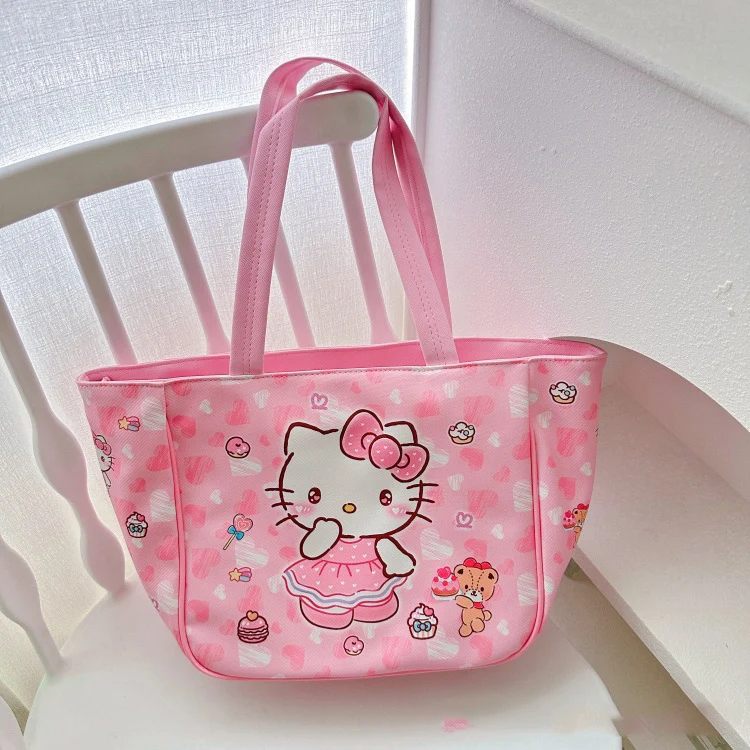 

Kawaii Sanrio, Hello Kitty My Melody Cinnamoroll женская сумка через плечо, вместительная сумка для хранения, аниме фигурка, праздничный подарок