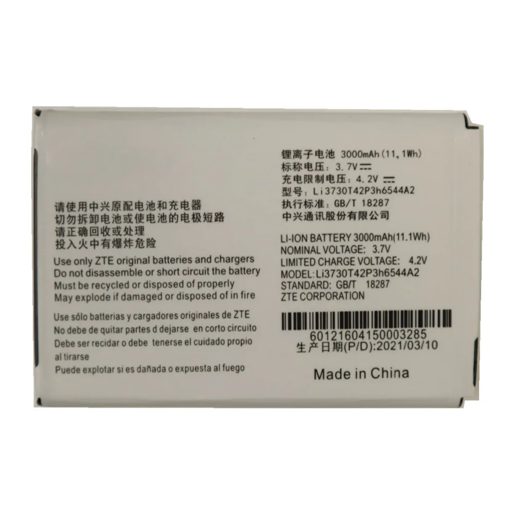 

2021 3000mAh Li3730T42P3h6544A2 For ZTE MF286 MF279 Z289L MF286A MF96 MF96U Z289 Z289G 4G LTE T-mobile Sonic 2.0 Wifi Router