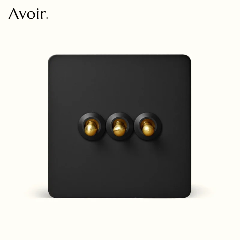 Avoir Retro Light Switch Gold Lever Wall Power Socket Pannello In Acciaio Inossidabile Nero Dual Usb Type-C Port Outlet Eu French Uk Plugs