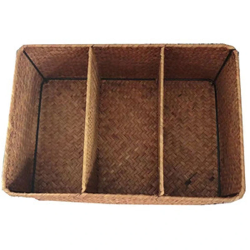 3 Section Bathroom Basket Wicker Baskets for Shelves Seagrass Toilet Tank  Basket 3 Sections Hand Woven