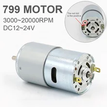 

799 DC Motor 12V-24V 3000-20000RPM Large Torque Micro Motor Double Ball Bearing for Power Tools Vacuum Cleaners Fans DIY Toys