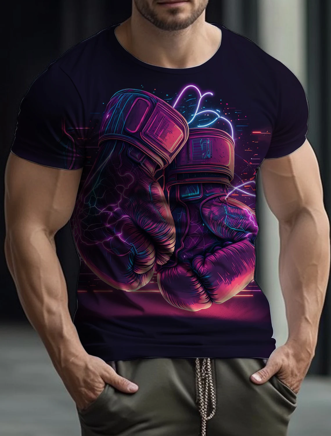 

3D Print Boxing Glove Graphic T Shirt For Men Summer Boxing Crew Neck Short Sleeve Tee Tops Mans Casual Oversized Streetwear