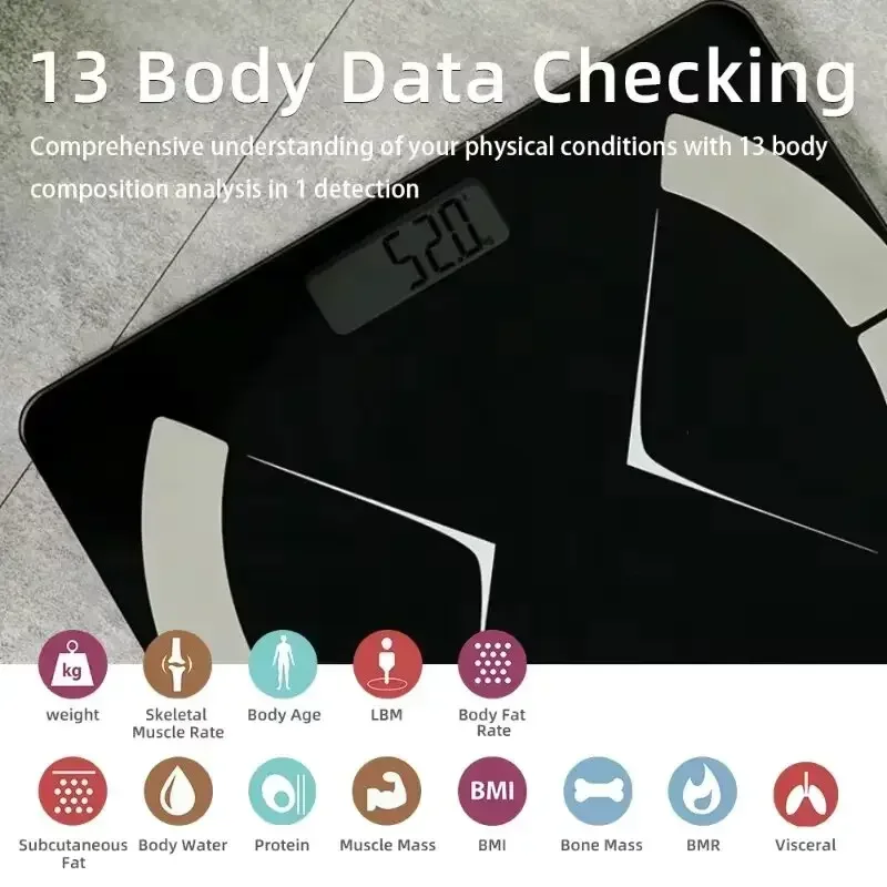 Smart Bluetooth Body Fat Scale For Household Weight Measurement_voghion.com
