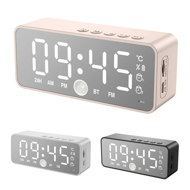 Zene Led Digitális Ébresztőóra Hőmérsékleti Dátum Display Asztal Tükör Órák Otthoni Dekoráció Hangvezérlés - Image 5