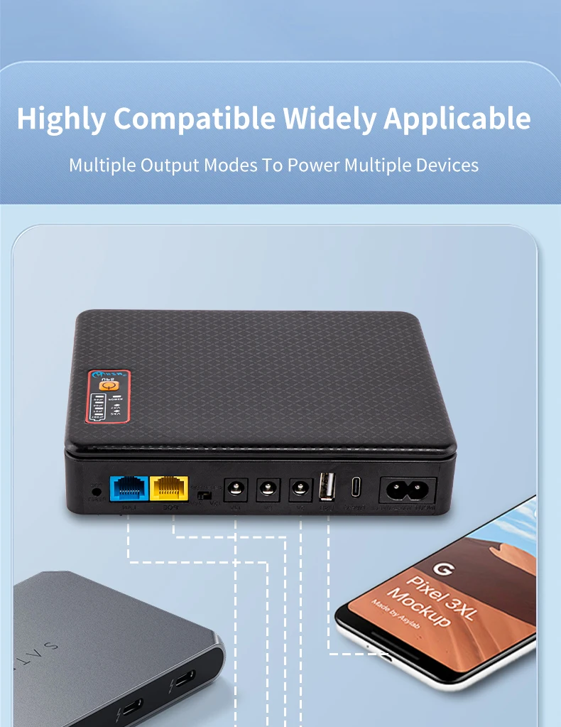 Description Picture 4 of itemDC UPS Uninterruptible Power Supply Battery Backup 16000mah 5v 9v 12v Output Power Router Modem Built-in Adapter Power Mini Ups