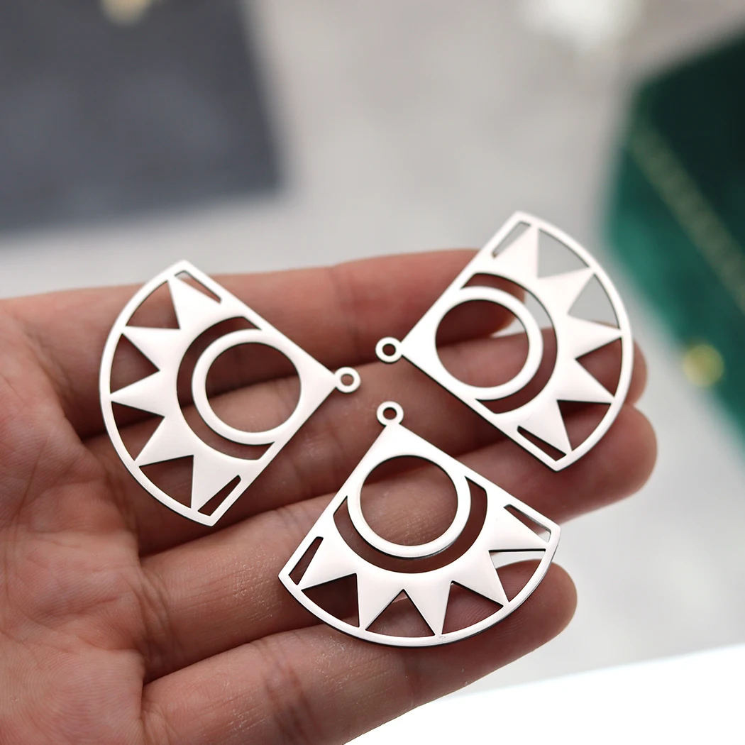 3pcs 팬 모양의 태양 매력 Diy 수제 보석 팔찌 구두 결과 목걸이 만들기에 대 한 스테인레스 스틸 귀걸이 펜 던 트