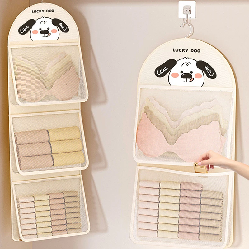 1/2/3Layer Storage Mesh Bag Save Space Underwear Socks Storage Bag Breathable Wardrobe Organizer With Clothes Hanger