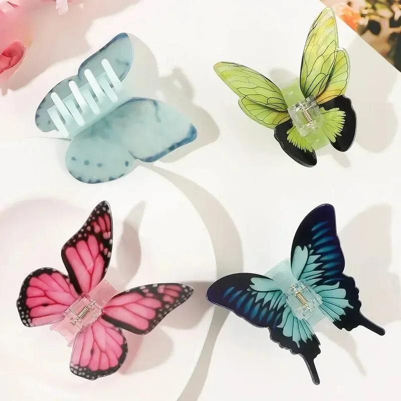 Hair Claw Hair Clips Hair Accessories Colorful Acetate Butterfly For Women Girls
