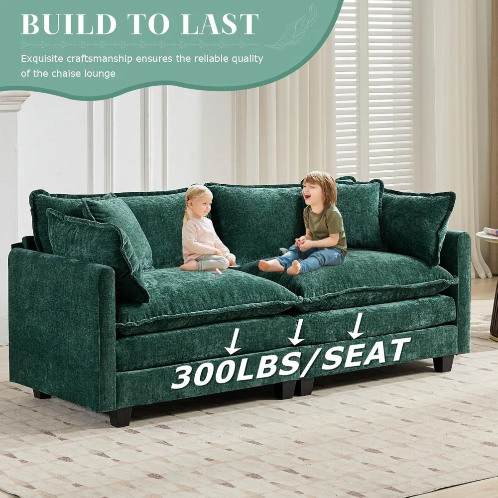 Green Chenille Sectional Sofa 5