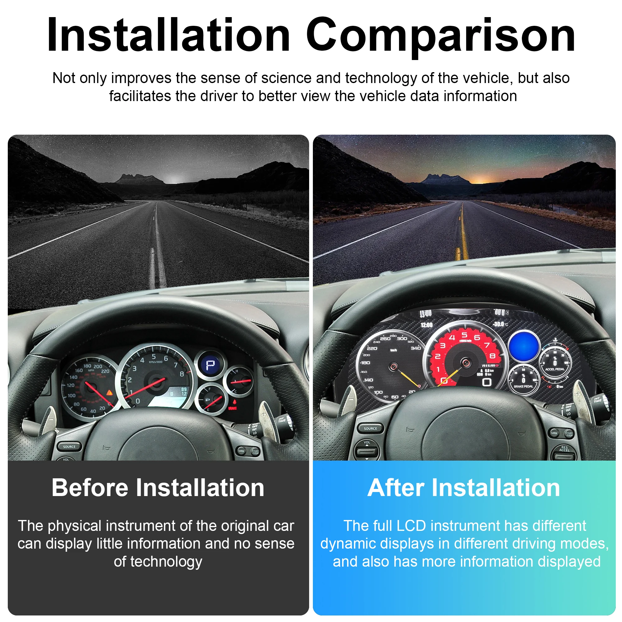 12"Cluster Digital Dashboard For Nissan GT-R 2009–2017 Virtual Warehouse Driving