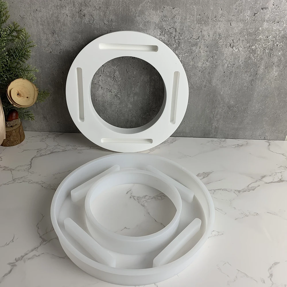 Cement Round Candle Holder Silicone Mold Candle Base Aromatherapy Heating Candlestick Concrete Mold  Easter Resin Ornament Mold images - 6
