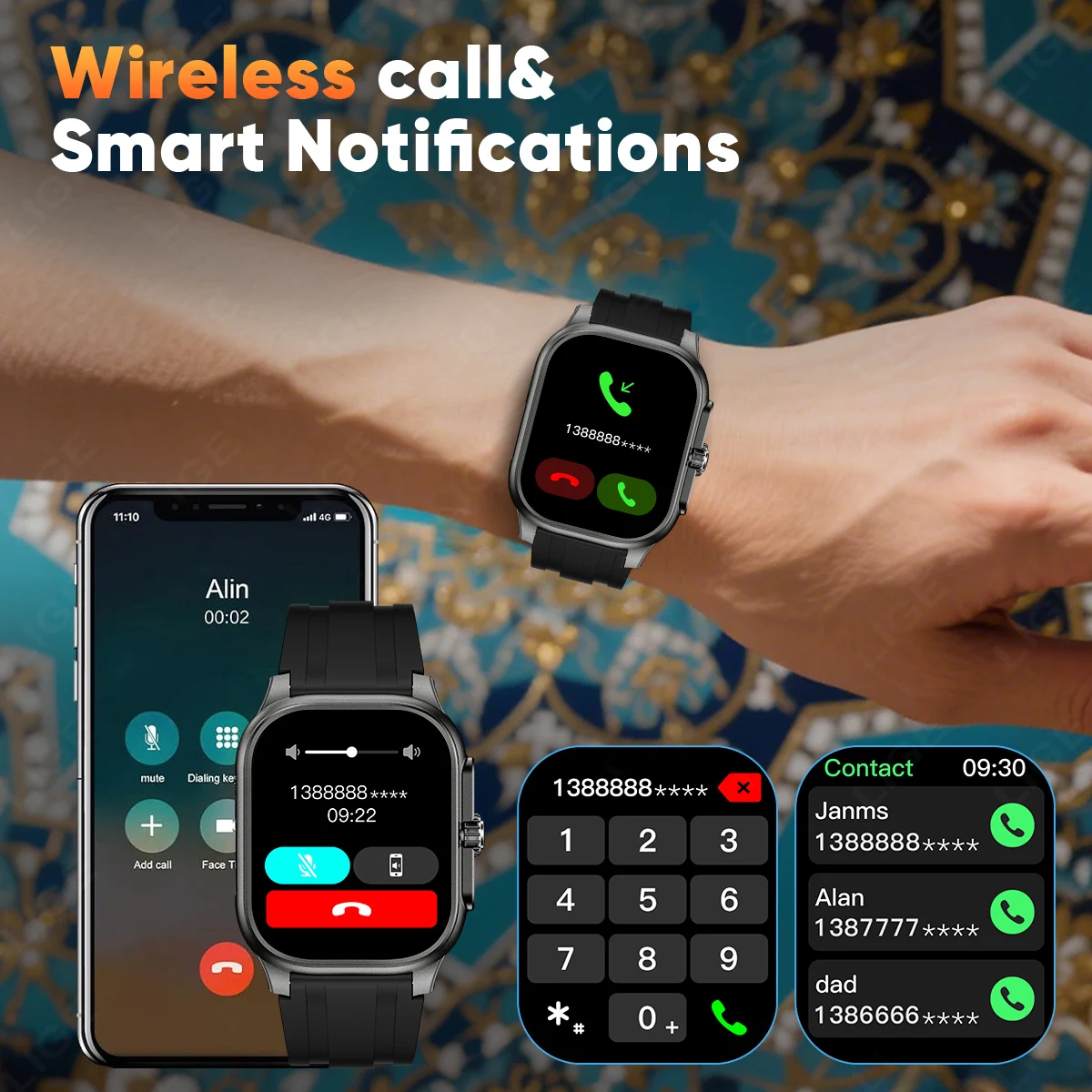 LIGE New Smart Watch with Qibla Pointer Voice Prayer MUSLIM