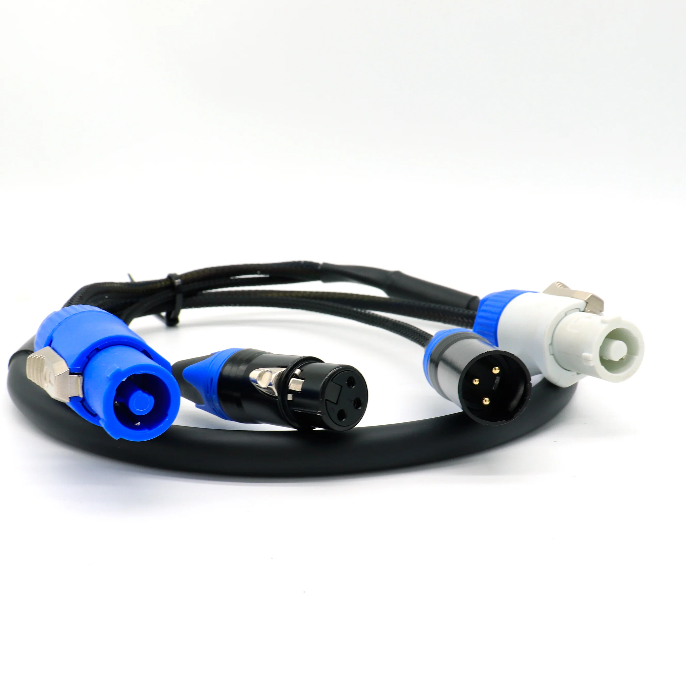 3 pin xlr to blue powercon hybrid combi combo cable powercon to 3pin 5pin dmx power cord extension cord for stage lighting