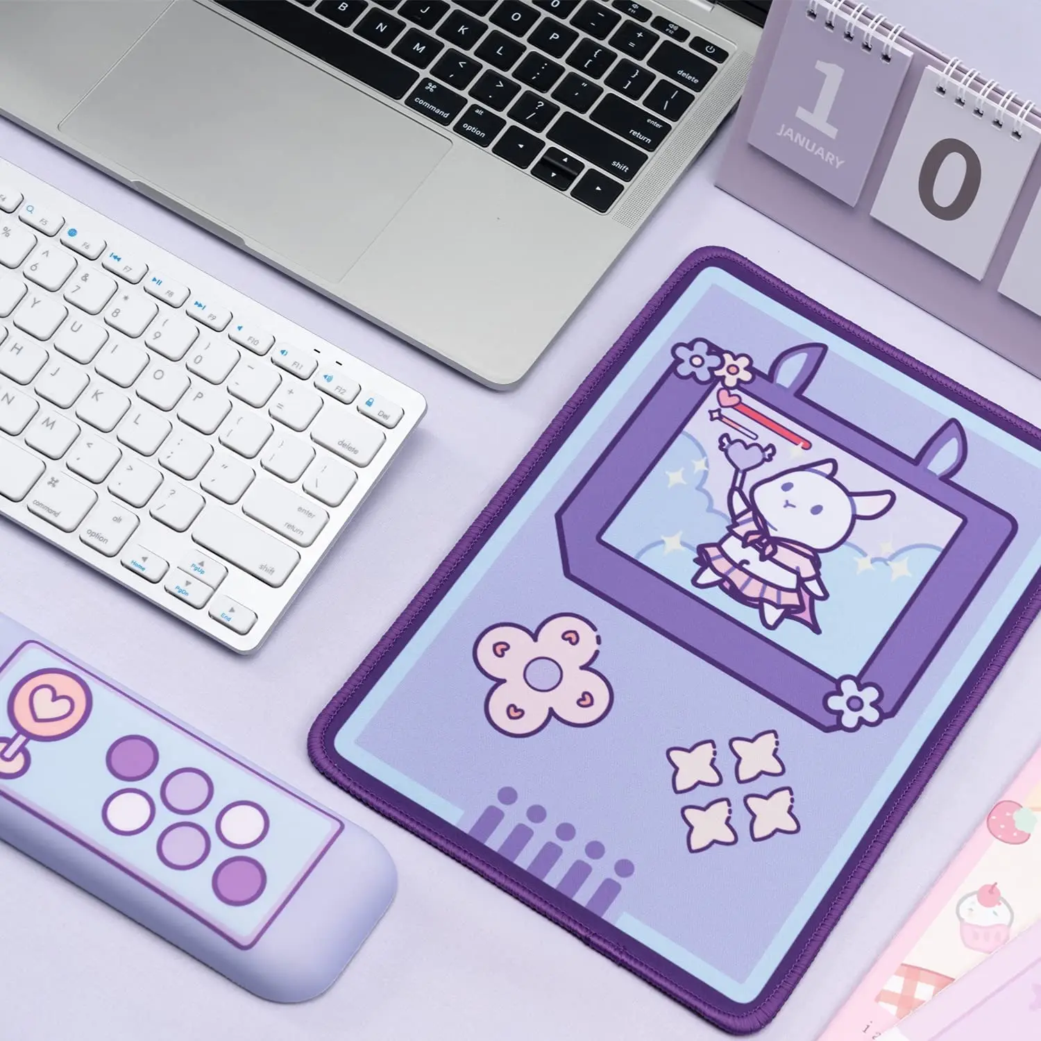 Grand tapis de souris de jeu Kawaii, antidérapant, rose, violet, motif  lapin Sakura, accessoires de bureau pour ordinateur portable - AliExpress