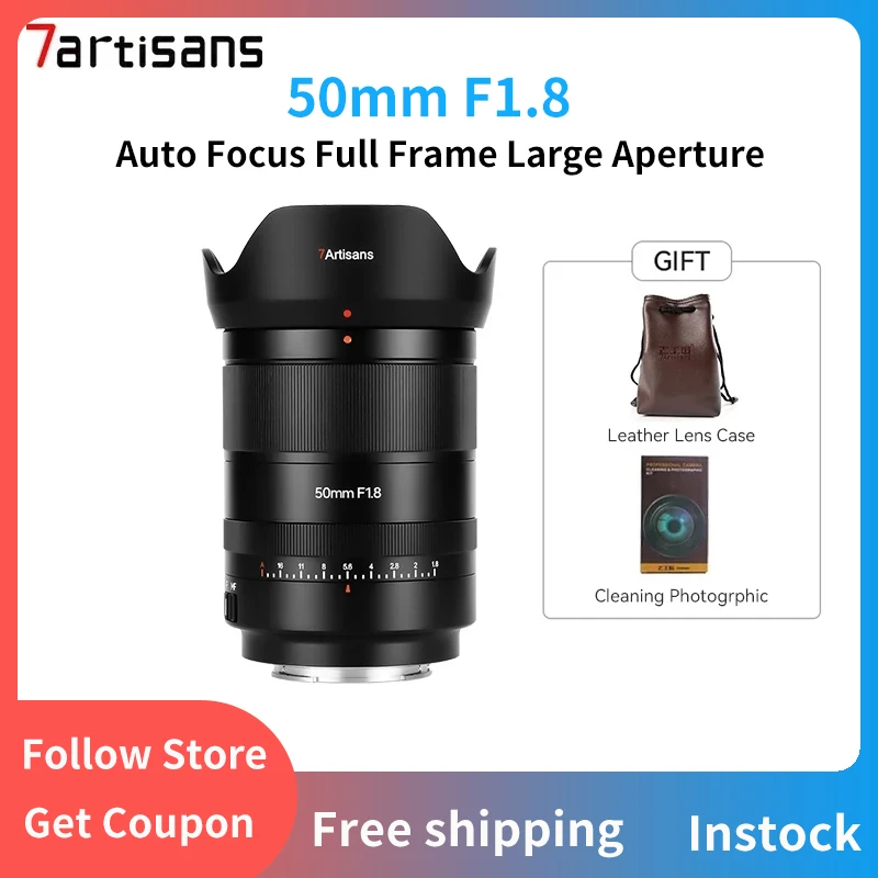 

7artisans 50 мм F1.8 Автофокус STM Полнокадровый объектив с большой диафрагмой для Sony E ZVE10 6400 A7C II A7R II A7SII A7R камера