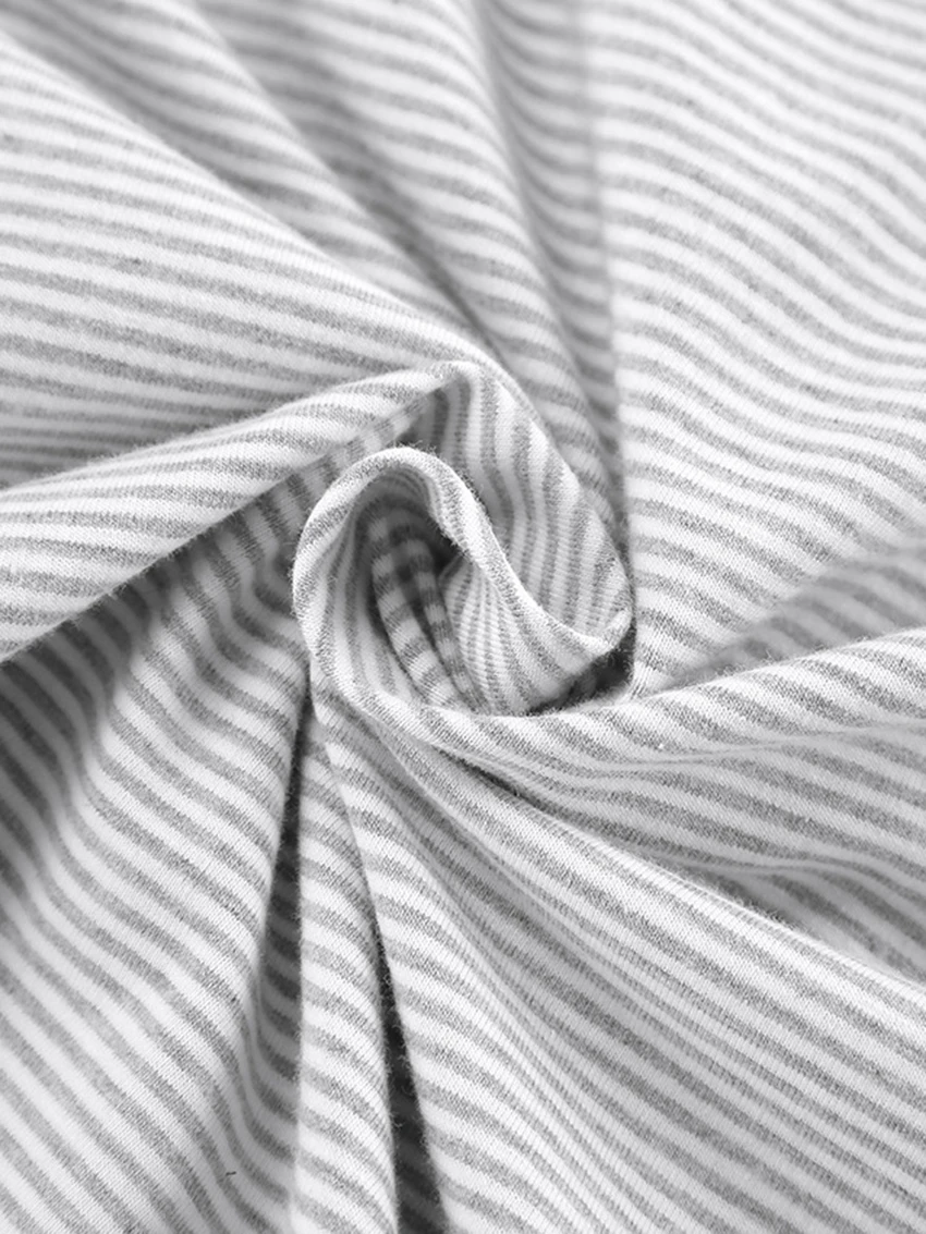 Marthaqiqi Striped Ladies Nightgown Suit O-Neck Sleepwear Crop Top Pajama Short Sleeve Nightwear Shorts Casual Femme Nightie Set