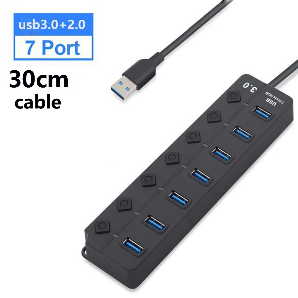 USB Hub 3.0 Multiprise USB High Speed Splitter 7 Port thumbnail 3