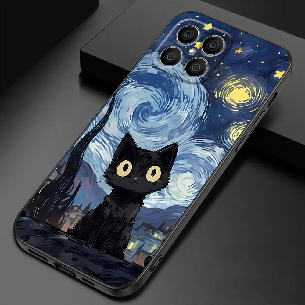 Starry Sky Cat Silicone Phone Case Cover