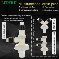 LEDFRE Plastic Washing Machine Hose Splitter Connector Water Drain Pipe Sink Laundry Home Adapter Bathroom Fittings  LF25005