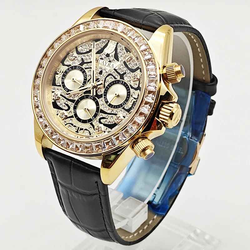 Fashion Mens Dainty Stainless Steel Watches Waterproof Classic Business Casual Watch Six-pin Diamond Dial