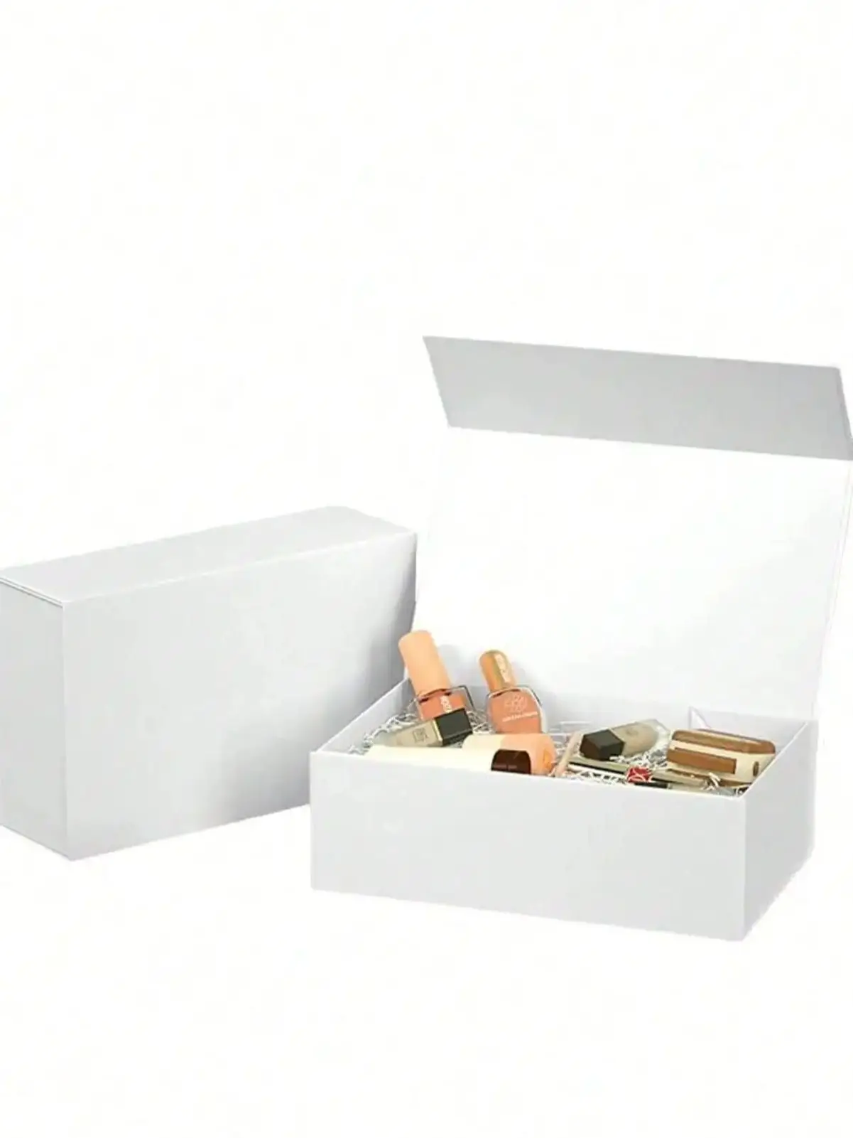 1 Stück weiße Geschenkbox wiederverwendbar mit Deckel, Magnetschnalle, rechteckig, faltbar, zum Verpacken von Vorschlagkästen, Hochzeiten, Weihnachten – Detail 1
