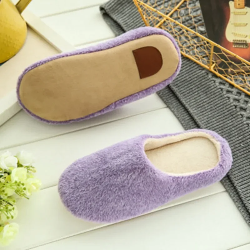 

Soft Sole Slippers Anti Slip Comfort Warm Plush Indoor House Slippers Bedroom Couple Floor Shoes 2023 Women Winter Home Slippers